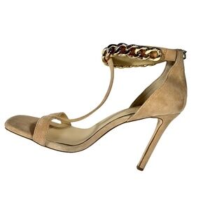 Jessica Simpson Almond Omesa Golden Chain T-Strap Heels – Women’s 10M (4” Heel)